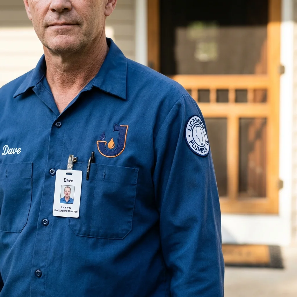 Licensed plumber showing ID badge in Calumet City, IL